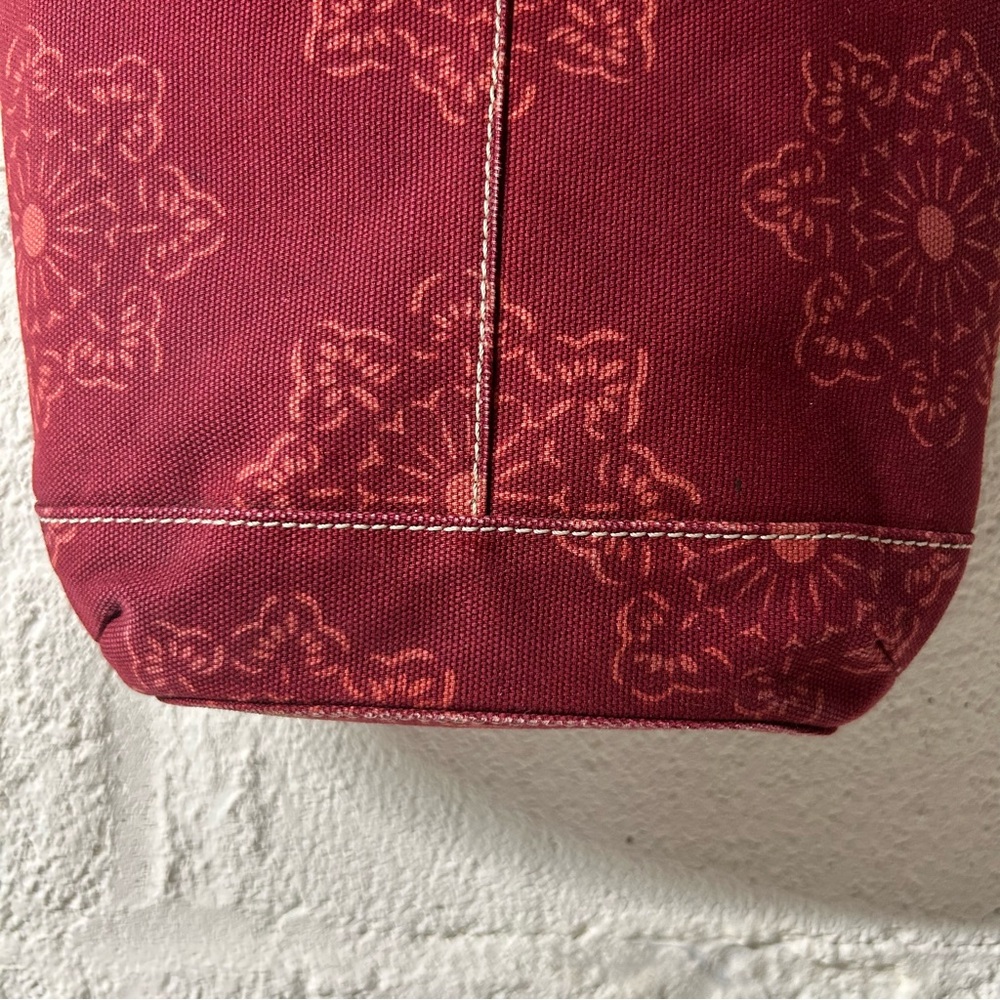VTG Banana Republic Factory Burgundy Red Cotton Tote Bag w Leather Handles - Picture 3 of 13